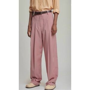 Frankie Shop Gelso High Rise Wide Leg Pants - Rose Pink Lightweight Trousers